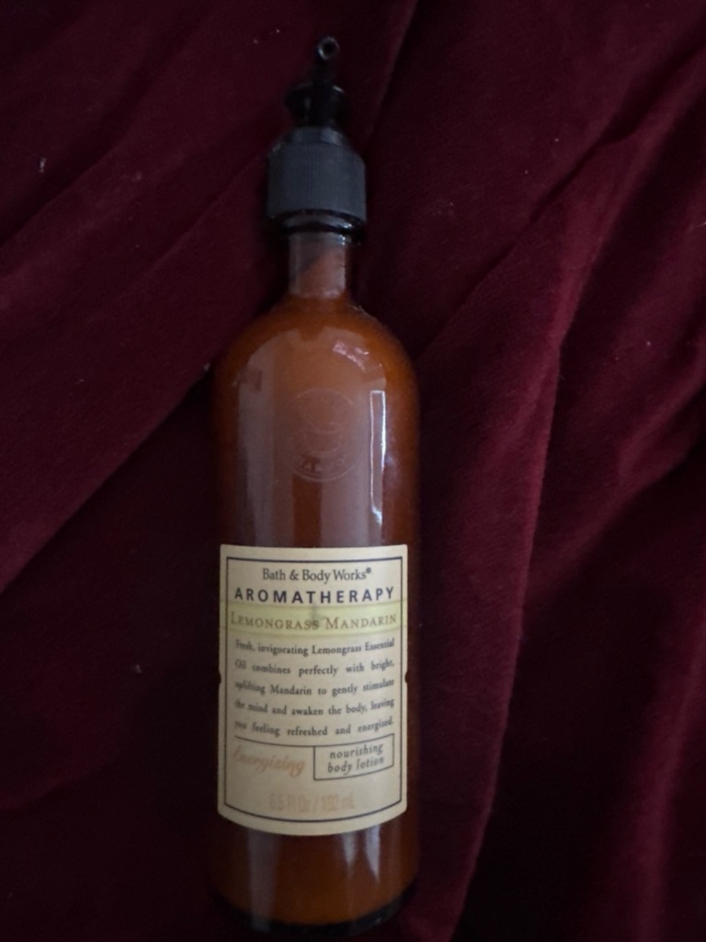 Bath & Body Works Aromatherapy Lemongrass Mandarin Lotion - Amber Brown Bottle